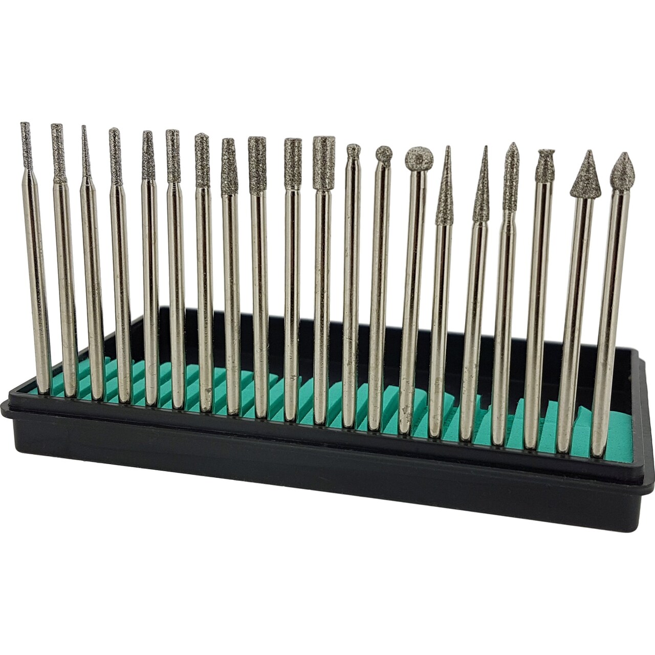 20 Assorted Diamond Coated Burs Jewelers Rotary Repair Tools 3/32" Shank
